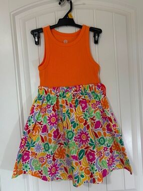 wonder nation Orange Tank Top with Multicolor Floral Skirt
